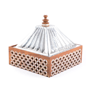 Nouveau design luxe nacre incrusté base en bois support alimentaire base en bois de haute qualité fabriqué à la main du Vietnam grossiste - Product Image 2