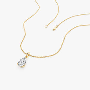 Collier classique avec pendentif en diamant de laboratoire en forme de poire, 1,00 ct E-F VS1, or 14 carats, bijoux fins à porter au quotidien, cadeau - Product Image 4
