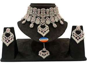 Conjunto de collar de Gargantilla clásico elegante con pendientes para fiesta de boda de mujer y idea de regalo de aniversario - Product Image 6