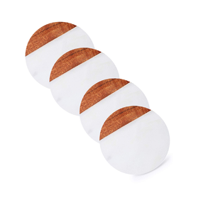 Sous-verre carré en bois et marbre écologique réutilisable, fait à la main, personnalisable, décoration de table avec logo personnalisé - Product Image 5