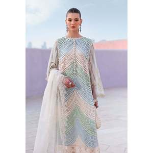 Ensemble chemise et dupatta en mousseline de soie brodée Maria B Chikan avec pantalon brodé jacquard - BIC-4836 - Product Image 2