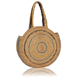 Women's Bohemian Woven Straw Round Tote Bag Lightweight <b>Open</b> Top Summer Beach Handbag for Daily Use - Product Image 3
