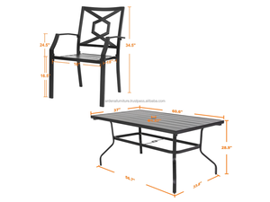 Ensemble de table à manger moderne et robuste en fonte de fer, chaises de jardin confortables, pour cour, salon, extérieur, hôtel, villa, hôpital - Product Image 4