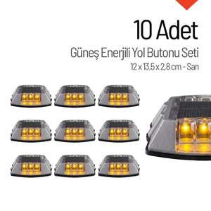Juego de 10 Botones Solares Intermitentes Amarillos para Carretera con Base de Plástico - Product Image 4