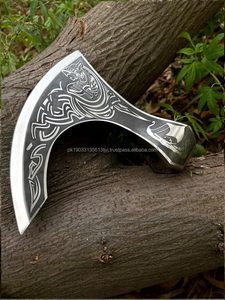 Rìu đầu để làm râu cắm trại rìu thủ công Damascus Viking hatchet thép carbon cao rìu đầu - Product Image 6