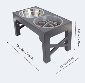 Support de gamelle surélevé 2-en-1 PAWFECT réglable, pliable, léger et portable pour chiens et chats, en plastique et acier inoxydable, avec mangeoire lente 5 - Product Image 2