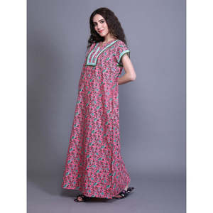 Robe de nuit pour femme 100% coton, robe de bain décontractée à imprimé floral, poche latérale, fermeture à cordon, confortable, respirante, taille XS - Product Image 4