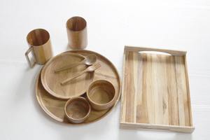 Ensemble de vaisselle en bois artisanal, best-seller, bois naturel, pour hôtels, cafés et maisons, disponible au prix d'exportation - Product Image 2