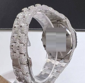 Iced Hip Hop VVS Moissanite oro blanco diamante lujo reloj personalizado moda aleación banda movimiento de cuarzo - Product Image 6