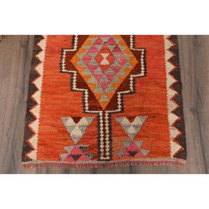 Vintage 2.7x8.4 ft Rug, <b>Runner</b> Turkish Rug, <b>Red</b> Plants & trees Wool Rug - Product Image 2