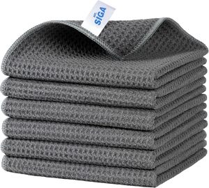 Chiffons de nettoyage en microfibre à motif gaufré MR.SIGA, lot de 6, gris 32 x 32 cm (12,6 x 12,6 pouces) - Product Image 1