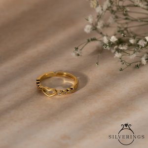 Bague en argent sterling plaqué rhodium platine avec zircon en forme de cœur, bijoux fins pour un usage quotidien - Product Image 4