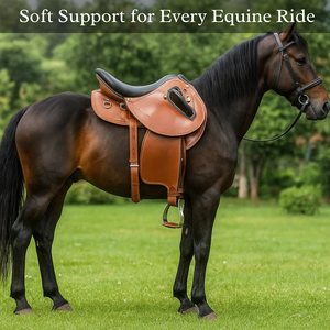 Sillín de caballo de cuero de media raza australiano de alta calidad 100% con accesorio de latón - Product Image 2