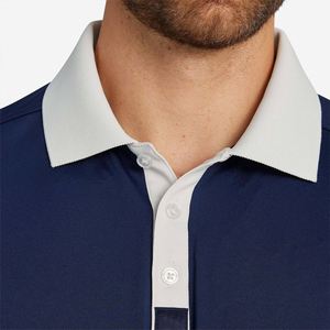 Polo bleu marine à col contrasté pour hommes Polo à manches courtes personnalisé de style golf Fabricant de t-shirts OEM - Product Image 4