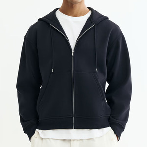 SAAR INDUSTRIES Logo personnalisé vêtements de sport manches longues sweat à capuche zippé en couleur noire tissu polaire 380gsm non boulochage de haute qualité - Product Image 5