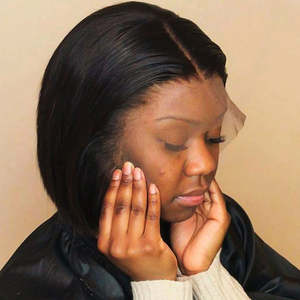 Peluca de cabello humano transparente de 8-14 pulgadas, peluca de cabello humano virgen vietnamita con cierre de 4x4, corte Bob corto, venta al por mayor - Product Image 2