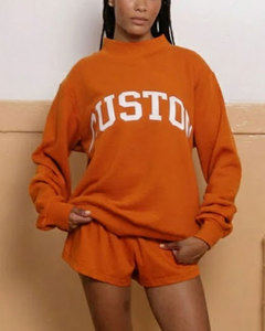 Fabrication en gros, sur mesure, sweat-shirt d'hiver de haute qualité, en molleton français, en coton mélangé, pour femmes, col montant oversize - Product Image 1