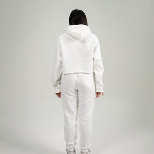 ชุดวอร์มครอปท็อปผ้าฟลีซคอตตอนคุณภาพสูงสำหรับผู้หญิง สไตล์ลำลอง สีพื้น สำหรับฤดูหนาว ราคาโรงงาน รับผลิตแบบ OEM - Product Image 6