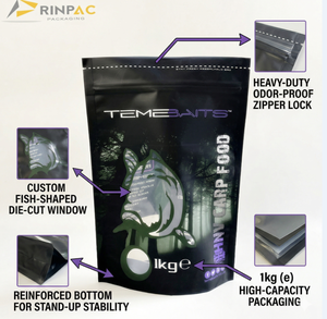 Emballages personnalisés pour appâts de pêche à la carpe de 2 kg, 3 kg, 5 kg, sachets en plastique Doypack de 1 kg avec fermeture à glissière et scellage thermique - Product Image 2