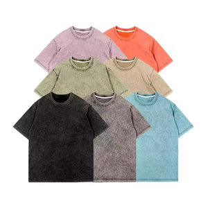 T-shirt personnalisé délavé à l'acide 100 % coton vintage col rond coupe ample - Product Image 4