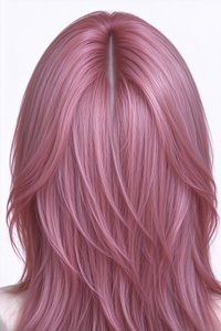 Perruque longue ondulée rose-brun 100% cheveux humains, raie au milieu, aspect naturel, pour femmes - Product Image 4
