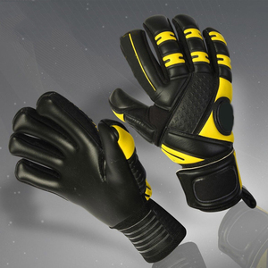 Protection des doigts de couleur noire et jaune porter une double couche nouveauté gants de gardien de but de football par des industries incroyables - Product Image 4