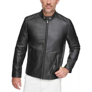 Veste en cuir pour homme de qualité supérieure avec col montant en toile, logo sur le devant, imperméable, coupe-vent, respirante, nouveau design tendance - Product Image 5