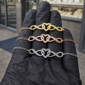 Bracelet tennis en moissanite, argent sterling 925 véritable, plaqué or rose, grand cœur infini, cadeau, bijoux à porter tous les jours - Product Image 1