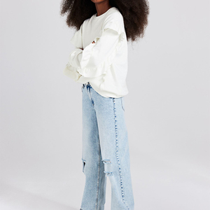 Venta al por mayor nueva moda de manga larga liso sudadera de mujer de lana Casual Crop Hoodies - Product Image 1