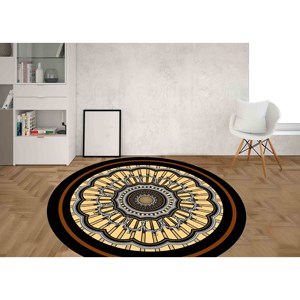 Alfombra Redonda Mandala: Alfombra Moderna Decorativa, Alfombra Antideslizante, Alfombra de Chenilla - Product Image 4