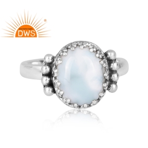 Bague empilable en argent sterling oxydé avec pierre précieuse naturelle Larimar, best-seller pour femme, bijoux tendance personnalisés pour soirée - Product Image 3