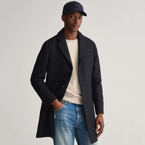 Phong Cách Mới Áo Khoác Với Flap Túi Len Thoáng Khí Áo Khoác Dài Với Nút Đóng Cửa Bán Buôn Hai Túi Bên Người Đàn Ông Áo Khoác Dài - Product Image 1