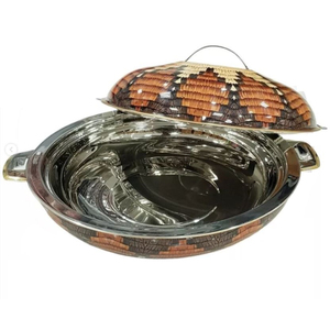 Nouveau design de marmite de luxe de qualité supérieure moderne poignée en bois allant au four en verre et en acier inoxydable plat décoratif de table - Product Image 2