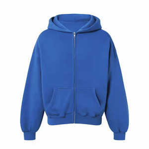 Venta al por mayor personalizada con cremallera ropa de calle con cremallera doble cremallera Polar peso pesado Sudadera con capucha hombres sudaderas con capucha - Product Image 1