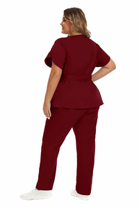 Conjunto de Uniforme Médico Ligero de Dos Piezas para Mujer, Blusa con Cuello en V y Pantalones Rectos, Uniforme de Trabajo para Doctoras, Enfermeras y Veterinarias, Conjuntos de Uniformes Médicos Personalizados - Product Image 6