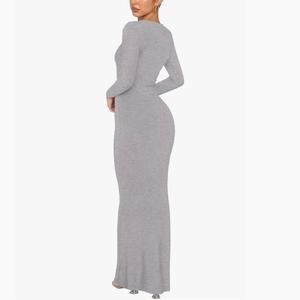 Robes moulante pour femmes en gros, automne et hiver, robes longues à manches longues personnalisées, robes longues et fines pour femmes - Product Image 6