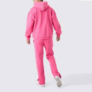Custom 100% Cotton Tracksuits for <b>Men</b> Boys Comfortable Zipper <b>Hoodie</b> Jogging Sweat Suits Solid Pattern for Training <b>Running</b> Suit - Product Image 4