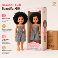 TUSALMO Muñeca de Vinilo Suave Personalizada al por Mayor de 18 Pulgadas, Juguete Educativo para Niñas, Cabello Rizado, Negra, Edad 3+, OEM ODM Personalizado