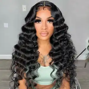 200 Density Raw Remy Vietnam Human Hair Wig Loose Deep Wave Afro Kinky 13x6 Blend Glueless Hd Lace Frontal Wigs With Baby Hair