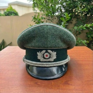 Gorra de Gabardina con Visera de Oficial de Infantería Alemán de la Segunda Guerra Mundial con Insignia, Gorro Alemán Negro M43 de la Segunda Guerra Mundial, Gorros Alemanes SS M42 Edición Limitada - Product Image 1