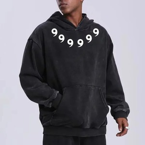 เสื้อสวมหัวมีฮู้ดพิมพ์ลายตัวหนังสือมีกระเป๋าแบบวินเทจ - Product Image 3