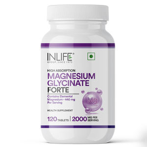 Tabletas de Glicinato de Magnesio INLIFE 2000mg/400mg/500mg Apoyo para el Sueño y los Músculos para Adultos Botella de 120 Unidades Suplemento Dietético - Product Image 1