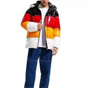 Veste matelassée légère pour hommes hiver nouveau manteau à capuche mi-long fermeture éclair techniques brodées contraste couleur haute rue - Product Image 6