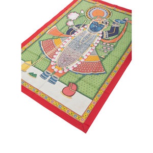 Pichwai Art Green Cotton Rope <b>Wall</b> Art & Mandala Tapestry Christmas Design Style for Outdoor & Indoor <b>Wall</b> <b>Decor</b> - Product Image 1