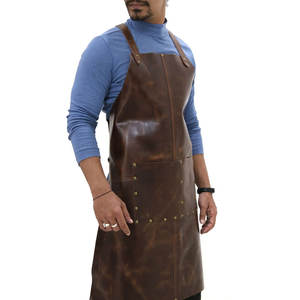 Delantal de soldador de Color marrón de cuero Pu personalizado 2025, delantal de trabajo de soldadura de cuero suave de alta calidad para hombres hecho por Pakistán - Product Image 4