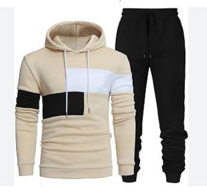 Chándal de entrenamiento de fútbol personalizable informal de 100% algodón para hombre, conjuntos transpirables de dos piezas con remolque para invierno a rayas para jóvenes - Product Image 3