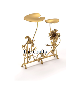 ที่ตั้งเค้กอลูมิเนียมสีทองสองชั้นสำหรับใช้ในงานแต่งงานและวันเกิดดีไซน์คลาสสิก - Product Image 2