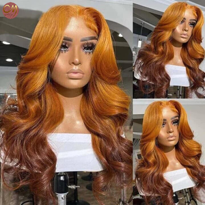 Perruque Lace Front Ombrée Gingembre Orange, Ondulée, avec Raie 13x4, Dentelle HD Transparente, Cheveux Humains Vierges Longs et Épais pour Femmes Noires - Product Image 2