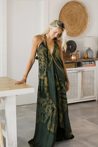 Bohemian Tie Dye Maxi vestido de mujer sin mangas cuello Halter verano playa Resort Wear vestido de mujer - Product Image 4