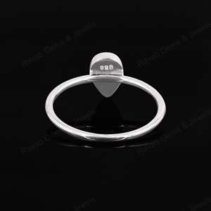 Genuine 925 Sterling Silver 7x9mm Pear Bezel Setting Semi Mount Simple Band Minimalist <b>Ring</b> <b>Resin</b> Ashes Keepsake Jewelry in Bag - Product Image 3